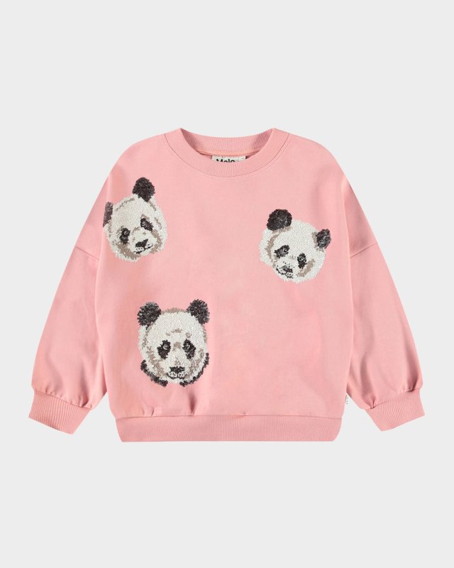 Girl's Marika Panda Sequin Organic Cotton Sweatshirt, Size 3-